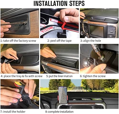 Jimen Dodge Ram 2012-2017 Phone Holder Mount – Premium Dashboard Tray for Unmatched Stability and Easy Access to Navigation Apps