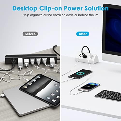 CCCEI Professional Desk Power Strip with 18 W USB-C Fast Charging, 800 J Surge Protection, and 6 FT Clamp-Mount Flexibility for Enhanced Workspace Efficiency – Ultimate Desktop Outlet Solution for Home and Office Use