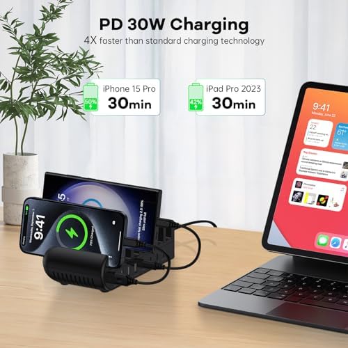 65 W 8-Port USB Charging Hub – Fast Multi-Device Charger Station for Samsung Galaxy, i Phone 16, Pixel 9 Pro XL – Efficient Power Management for Home & Office Use – Compact & Durable Design for Tangle-Free Charging – Ultimate Solution for Gadget Enthusiasts