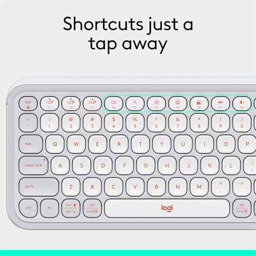 Elevate Your Workspace with the Logitech POP ICON Wireless Bluetooth Keyboard – Stylish Graphite & White Design, Effortless Multi-Device Switching, Comfortable Low-Profile Typing, and Customizable Keys for Enhanced Productivity on Laptops, Tablets, and PCs