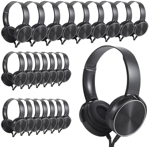Classroom-Ready Kids Headphones Bulk Pack – 6 Durable Wired Earphones for Students, Toddlers, and Teens – Lightweight On-Ear Design with Comfortable Fit, Ideal for Learning, Music, and Online Classes – Compatible with Tablets and Laptops