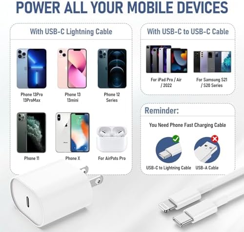 Ultra-Fast Charging Kit for i Phone 14/13/12 – 20 W USB-C Power Block & Dual 6 FT Lightning Cables in Vibrant Green – Superior Compatibility for Pro/Plus Models – Recharge Up to 50% in Just 30 Minutes – Stylish, Durable Design for Daily Use – Maximum Efficiency Meets Trendy Aesthetics