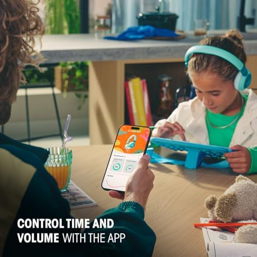 JBL Junior 320 BT Wireless On-Ear Headphones for Kids – Safe Sound Under 85 d B with Custom Parental Control, 50-Hour Battery Life, Lightweight Comfort and Stylish Blue Design – Ideal for Music, Audiobooks & Educational Content