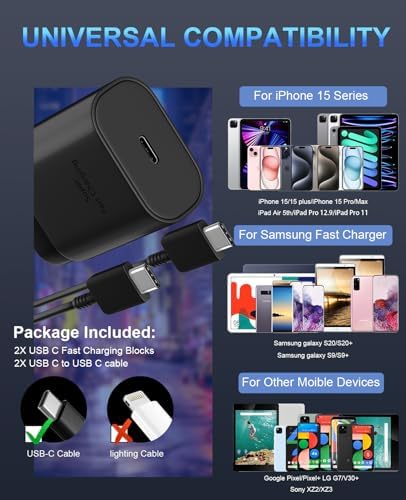 30 W Ultra-Fast USB C Wall Charger with 10 FT Cable in Stylish Purple Gradient | Rapid Charging Solution for Phone 15 Series & S24 Ultra Plus | Compact & Versatile Power Adapter for Modern Devices