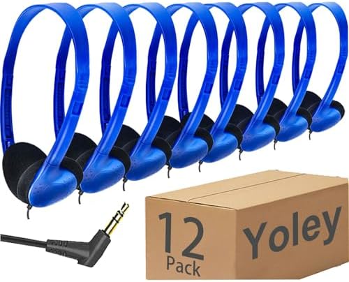 Classroom-Ready Wired Headphones – 25 Pack Durable On-Ear Audio Solution for Students, Comfortable Fit for Enhanced Learning, Ideal for Group Activities and Educational Use
