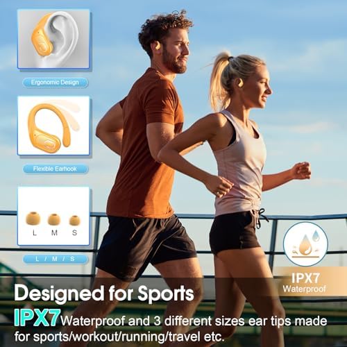 Ultimate Bluetooth 5.4 Wireless Earbuds with 75-Hour Playtime – Ergonomic Deep Bass Sport Headphones with IPX7 Waterproof Rating for Active Lifestyles, Advanced ENC Noise Cancelling Mic for Superior Call Clarity – Ideal for Fitness and Outdoor Activities