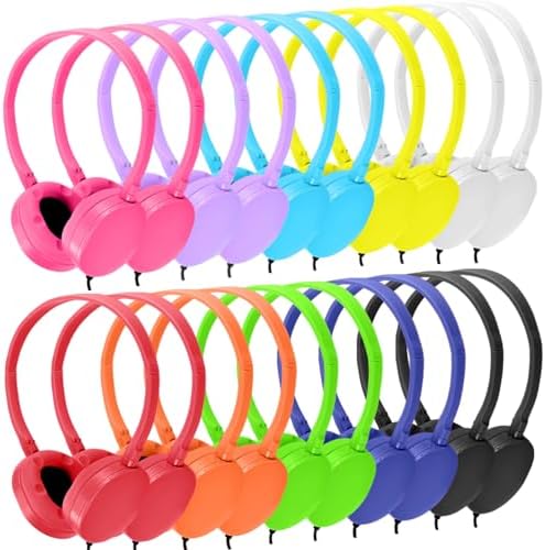 Bulk Headphones for Kids 12 Pack – Premium Wired Earphones with Superior HD Sound Quality for Classroom Learning and Play, Mixed Colors for Inclusive Use, Compatible with 3.5 mm Devices – Essential Audio Gear for Educational Environments