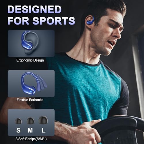 Ultimate Wireless Earbuds with Bluetooth 5.4 Technology – 75 Hours of Playtime, Superior Noise Cancellation, and Deep Bass for Unmatched Audio Experience – IP7 Waterproof Design with Secure Sport Earhooks for Active Lifestyles – Ideal for Gym Enthusiasts and Music Aficionados