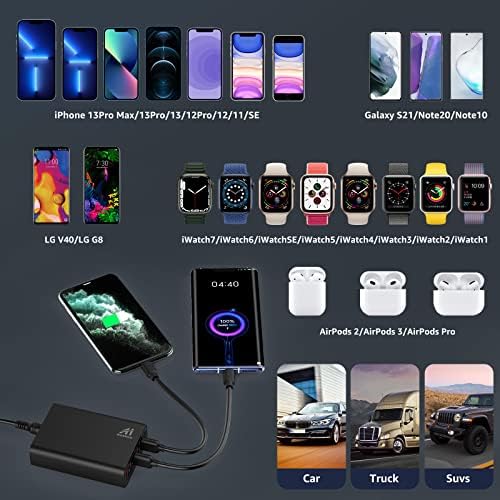 High-Power 96 W Multi-Port USB Car Charger with 4 Quick Charge 3.0 Ports – Rapid Charging Solution for Smartphones and Tablets in 12 V-24 V Vehicles – Smart Compatibility & Advanced Safety Features for Effortless On-the-Road Power Management