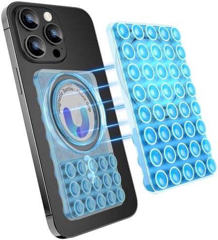 MGLK Silicone Suction Phone Case Magnetic Mount – Hands-Free, Strong Grip Holder for Selfies and Videos – Durable, Easy to Use – iPhone and Android Compatible for iPhone 15/14/13 Pro Max (Pink) – Enhanced Compatibility and Speed