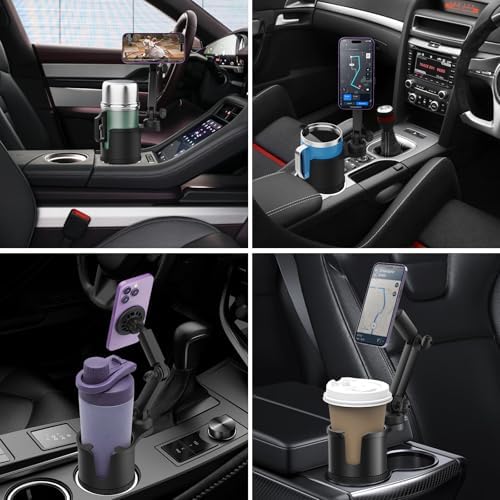 Mag Safe-Compatible Magnetic Cup Phone Holder for i Phone 15 Series – Stylish Red Adjustable Long Arm Car Mount with 360° Rotation for Ultimate Hands-Free Navigation and Safety Enhancement