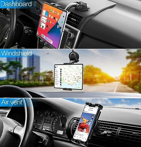 Universal Adjustable Dashboard Tablet Holder for Car – Secure Suction Mount for 4-13″ Devices, Including i Pad Pro, Galaxy Tabs & More – Enhanced Stability for Safe Driving and Entertainment on the Go