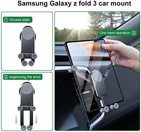 Premium Aluminum Z Fold 4 Car Mount: Dual-Mode Dashboard & Windshield Holder for Samsung Galaxy Z Fold Series and i Phone 16/15 Pro Max – Unmatched Stability & Hands-Free Convenience