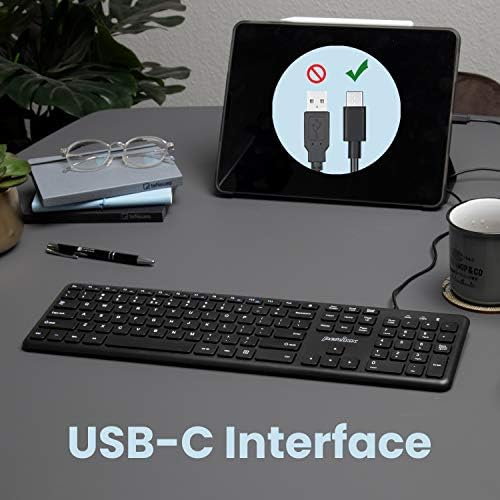 Perixx PERIBOARD-210 Wired Full-Size USB Keyboard – Ultra-Quiet Scissor Keys for Effortless Typing on Desktop, Laptop, and Tablet – Sleek Black Design with Enhanced Compatibility and Ergonomic Comfort