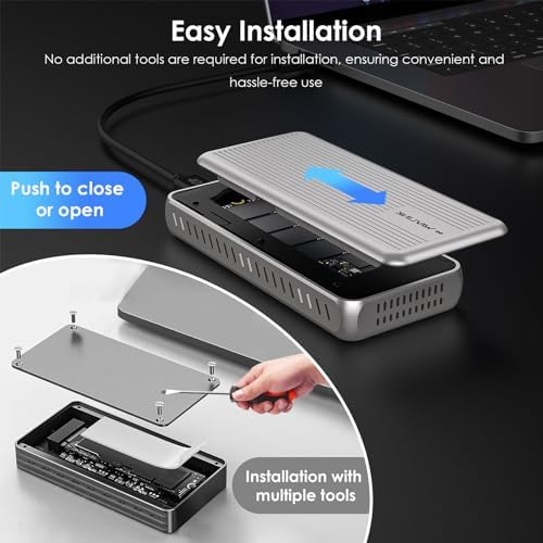 WAVLINK High-Performance Aluminum NVMe M.2 SSD Enclosure – Ultra-Fast 10 Gbps USB Type-C Adapter for 2230/2242/2260/2280 SSDs, Supports Up to 2 TB, UASP Enabled for Enhanced Data Transfer Efficiency and Versatile Device Compatibility with OTG Converter Included