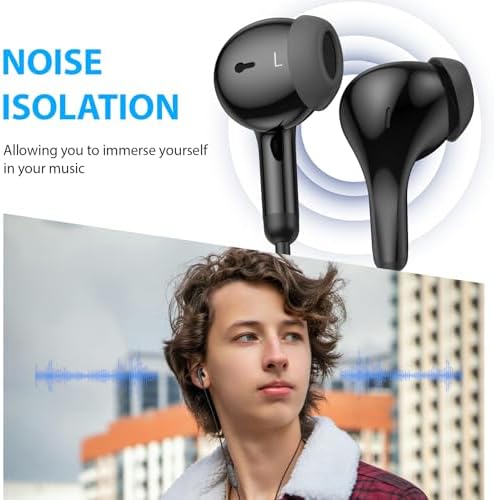 Elevate Your Audio Experience with USB C Wired Earbuds – Premium Noise-Canceling Headphones for i Phone 16 Series & Samsung Galaxy S25 Ultra – Comfortable In-Ear Fit with Integrated Microphone for Seamless Calls – Ideal for Music Enthusiasts & Professionals – Superior Hi-Fi Sound Quality with Enhanced Compatibility and Tangle-Free Design