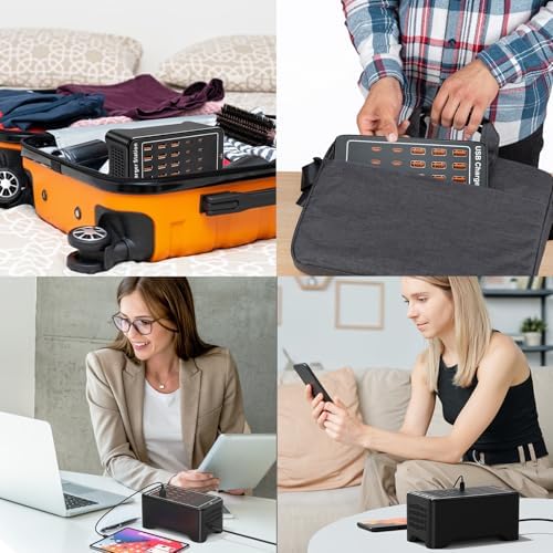 MIXILIN 25-Port USB A & C Fast Charging Station – 125 W Multi-Device Power Hub for Ultimate Compatibility with Smart Devices – Sleek Black Design for Efficient Charging in Homes and Offices – Intelligent Power Distribution for Enhanced Performance