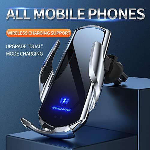 Discover Effortless Charging On The Go with Our 15 W Wireless Car Charger – Auto-Clamping Vent Mount for Secure Smartphone Holder – Fast Charging Solutions for All Vehicle Interiors (Blue) – Enhanced Compatibility with Leading Brands and Safe Usage Features