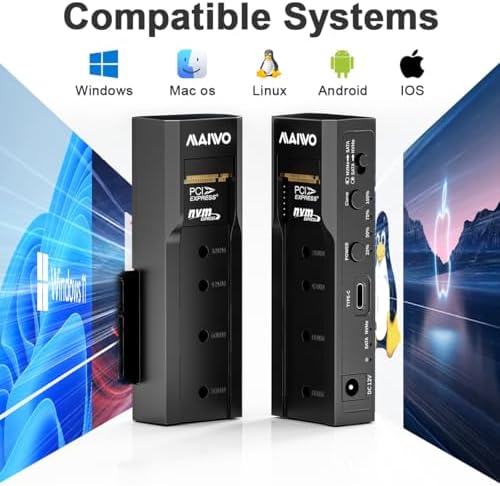 MAIWO M.2 NVMe to 2.5” & 3.5” Standalone Clone Enclosure – High-Speed USB-C Duplicator for Effortless SSD & HDD Cloning Without a PC – Portable Data Backup Solution with 10 Gbps Transfer Speeds and Enhanced Compatibility
