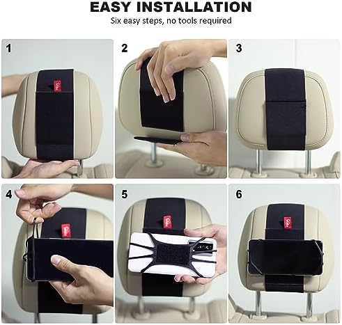 Universal 2 Pack Car Headrest Phone Holder – Premium Back Seat Smartphone Mount for Family Road Trips, Effortless Installation, Compatible with i Phone, Samsung, Google, Huawei, and More – Ultimate Travel Companion for Kids and Passengers