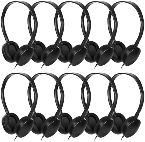 Bulk 24-Pack Kids Classroom Headphones – Durable Wired Earphones with Adjustable Headband for Enhanced Learning Environments (Black) – Ideal for Group Activities and Student Engagement