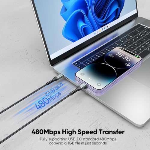 Extra Long USB C Cable 15 ft – Pack of 2, 60 W Fast Charging and High-Speed Data Transfer, Durable Nylon Braided Cord for i Phone 16/15, Samsung Galaxy S24/S23, Security Cameras, and Tablets – Perfect for Seamless Connectivity and Versatile Use