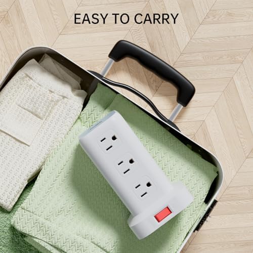 Elevate Your Charging Efficiency with the 12-Outlet Tower Surge Protector Power Strip – 6.5 Feet Extension Cord, 4 USB Ports Including USB-C, Compact Charging Station for Office and Home, Enhanced Surge Protection for Ultimate Device Safety