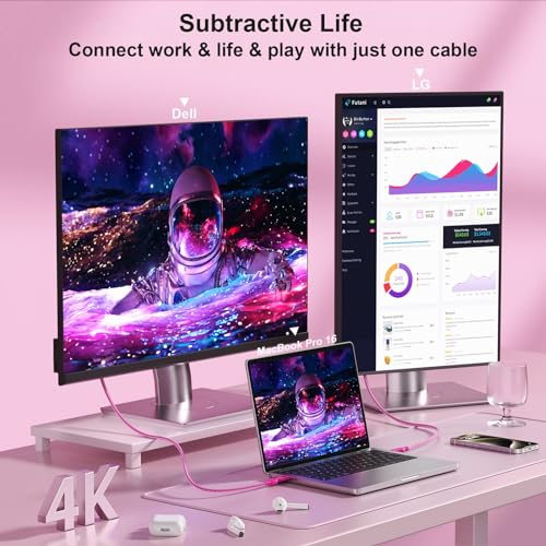 Long USB C Monitor Cable 10FT, 4K@60Hz Video Output 100W PD Charging, 20Gbps Data Transfer, Long USB C 3.2 Gen 2×2 Cable for MacBook, iPad, Dell, LG, ARZOPA, KYY for Portable Monitor – Enhanced Compatibility and Speed