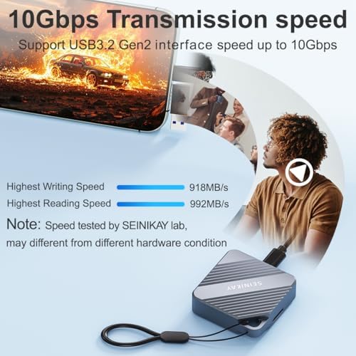 Revolutionary Mini M.2 Enclosure with Magnetic Heat Sink for i Phone 15 Pro Max – Achieve Lightning-Fast 10 Gbps NVME SSD Transfers, Ultimate Compatibility for Gamers and Creators, Compact Design for On-the-Go Efficiency