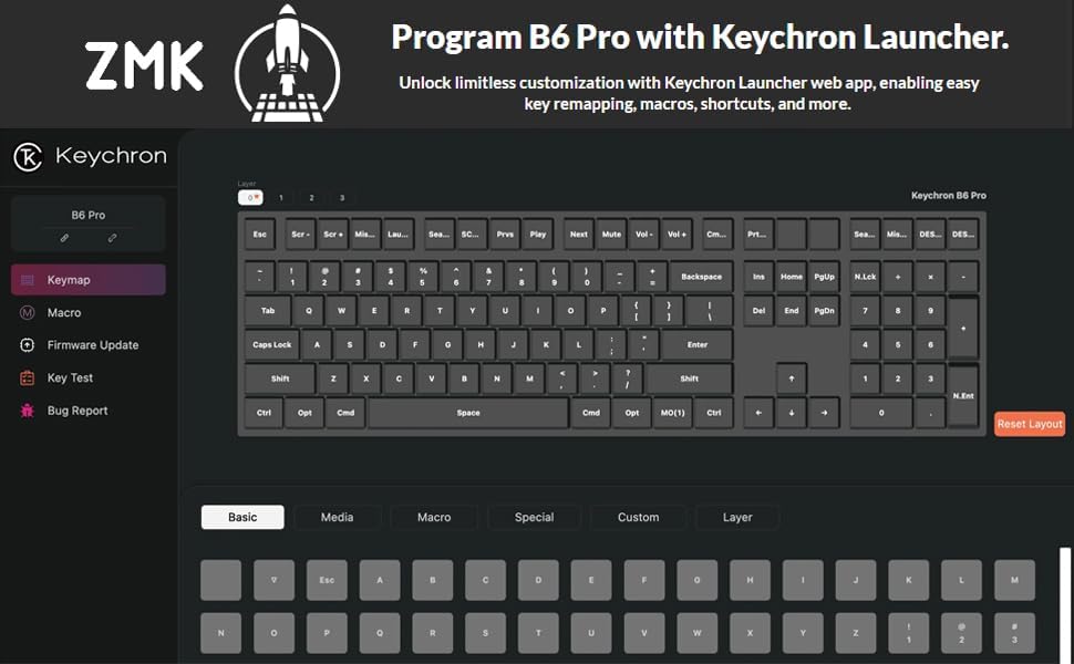 Keychron B6 Pro Ultra-Slim Wireless Keyboard – Triple-Mode Connectivity with Bluetooth 5.2, Lightweight Quiet Keys, Full Numeric Keypad for Enhanced Productivity on Mac & Windows – Sleek Space Gray Design for Modern Workspaces