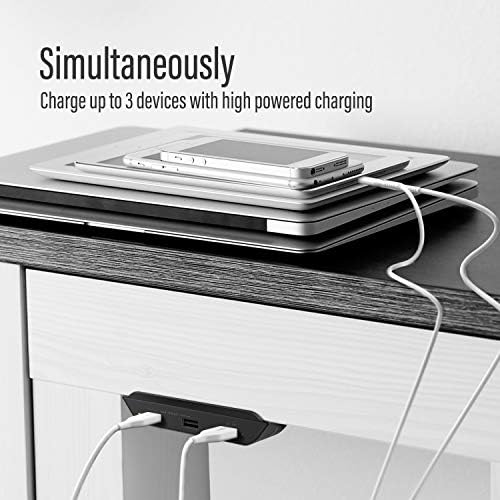 Efficient USB Multi-Port Desktop Power Station with Quick Charge 3.0 – Versatile 3-Port Hub for Rapid Charging of LG & Samsung Devices – 36 W Under-Desk Charging Solution for Enhanced Workspace Organization and Productivity