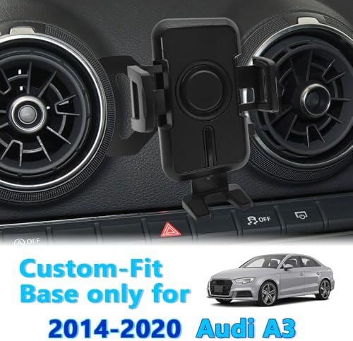 WAAPAK Premium Car Phone Holder Mount for 2014-2020 Audi A3, S3 & RS3 – Ultimate Smartphone Cradle with Metal Base for Thick Cases, 360-Degree Rotation & Easy Installation – Elevate Your Driving Experience with Seamless Navigation Access
