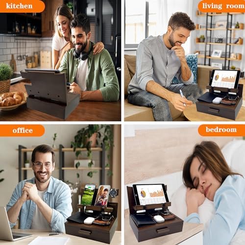 Gifts for Men Women Husband Son Boyfriend Him Nightstand Organizer Wood Phone Docking Station Birthday Gifts (Walnut) – Enhanced Compatibility and Speed