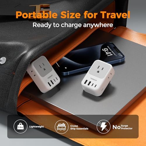 TESSAN Dual Pack European Travel Adapter with 4 AC Outlets and 3 High-Speed USB Ports – Ultimate International Power Converter for Seamless Device Charging in Italy, Spain, France, Portugal, Germany, and Iceland – Essential Travel Accessory for Modern Explorers