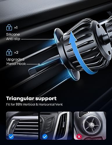 Lamicall Mag Safe Car Phone Mount – Ultra-Stable Magnetic Air Vent Holder with 20 Super Magnets for i Phone 16, 15, 14, 13 Pro Plus Max – Secure Hands-Free Navigation & Optimal Viewing Angles – Effortless Installation for Safe Driving