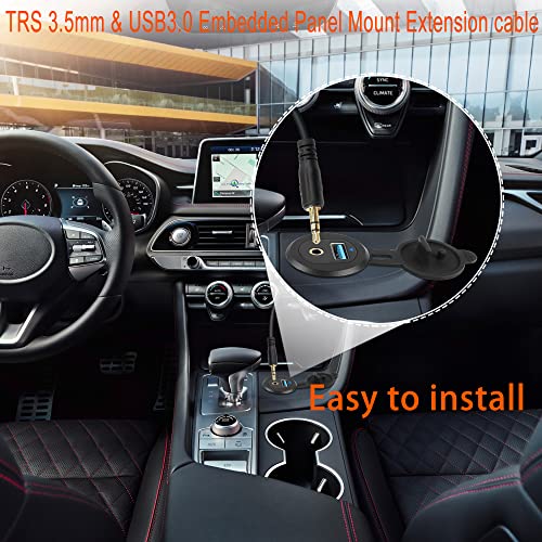 QIANRENON 2 M Waterproof USB3.0 & 3.5 mm Audio Extension Cable – 5 Gbps High-Speed Dashboard Mount for Cars, Boats, and Motorbikes – Durable Aluminum Housing with LED Indicator – Clear Sound & Enhanced Compatibility for All Devices