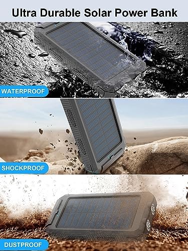 Ultimate 38800 m Ah Waterproof Solar Power Bank – High-Capacity Outdoor Charger with Dual USB-C Ports & Integrated LED Flashlights for i Phone, Samsung, i Pad – Perfect for Camping, Hiking, and Outdoor Adventures