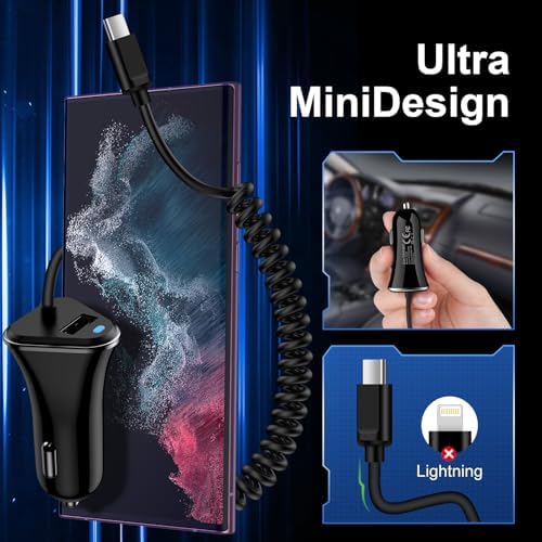 Starlink Mini Power Cable 10 FT – Versatile 3-in-1 Car Charger with Cigarette Lighter Adapter for 12 V-24 V Vehicles, Featuring Digital Display and Dual Fast Charging USB Ports (30 W USB-C PD & 18 W USB-A) for Enhanced Device Compatibility and Performance on the Go