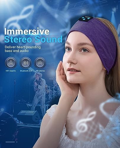 Transform Your Sleep and Workouts with Voerou Bluetooth Sleep Headband Headphones – Comfort-Driven Design, Superior HD Sound, Perfect for Insomnia Relief, Yoga, and Travel, Adjustable Fit with Long-Lasting Battery Life for Seamless Audio Enjoyment