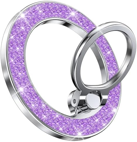 Chic Glitter Magnetic Phone Ring Holder for Mag Safe – Stylish Finger Grip Stand for i Phone, Kindle & Smartphones, Enhanced Stability with Versatile Compatibility for Pop Sockets – Elevate Your Daily Mobile Experience with Glamour and Functionality
