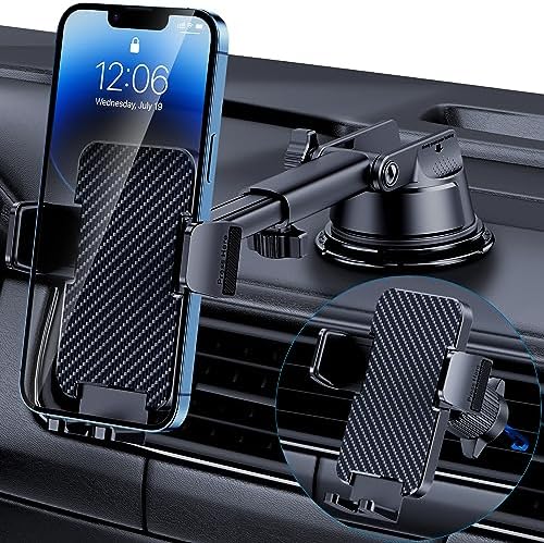 Military-Grade Car Phone Holder: 3-in-1 Dashboard & Windshield Mount for i Phone & Android – Secure, Hands-Free Navigation with Versatile Positioning and Effortless Installation for Enhanced Driving Safety