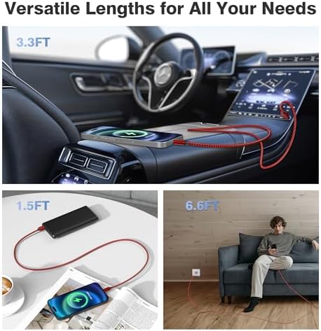 Versatile Elebase USB C Charger Cable Trio – 1.5/3.3/6.6 FT Fast Charging Cords for i Phone 15/16 Max, Samsung Galaxy S8-S24, and Motorola Devices – Durable, Tangle-Free Design for Rapid Data Transfer and Enhanced Compatibility