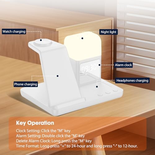 Ultimate 6-in-1 Wireless Charging Station for Samsung Devices – Stylish Purple Design with Alarm Clock and Night Light Functionality – Fast Charging for Galaxy S25/S24/S23 Ultra Series, Galaxy Watch 7/6/5/4, and Galaxy Buds – Ideal for Home or Office Use – Enhanced Safety Features and Adjustable Brightness Settings – Tidy Up Your Space with This Multi-Device Charger – Compatible with USB-C, Perfect for Samsung Users Seeking Convenience and Efficiency – Say Goodbye to Clutter and Hello to Seamless Charging Experience!