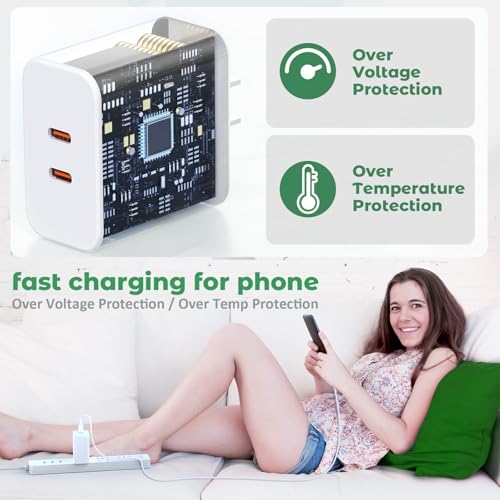 40 W Dual-Port USB-C Fast Charger for i Phone 15/16/14/13/12/11 Pro Max & Samsung – High-Speed Compact Charging Block with Power Delivery & Quick Charge for Home and Travel Efficiency