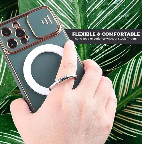 Magnetic Phone Ring Stand Holder Cell Phone Ring Holder 360 Degree Rotation Finger Ring Grip Adjustable Kickstand & Magnet Wireless Charging for iPhone 14 Plus 13 12 Pro Max Mini Accessories – White – Enhanced Compatibility and Speed