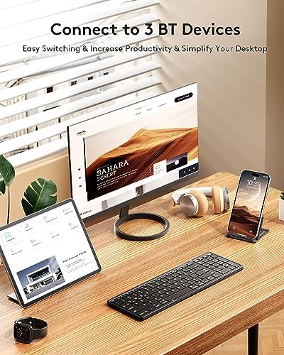 Samsers Wireless Foldable Bluetooth Keyboard with Numeric Keypad – Multi-Device Support for i OS, Android, Windows & Mac – Portable Travel-Friendly Design in Premium PU Leather, Effortless Typing Anywhere!