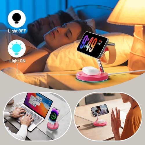 2025 Premium 3-in-1 Wireless Charging Station for i Phone 16, 15, 14, 13, 12 – Mag-Safe Compatible Charger Stand for Air Pods and i Watch – Fast, Efficient Power Hub with Sleek Design and Overcharge Protection for Home or Travel