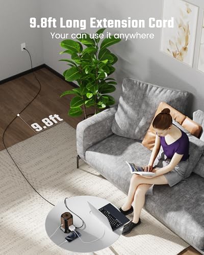 Maximize Your Charging Efficiency with the SUPERDANNY Power Strip Tower Surge Protector – 9 Outlets & 4 USB Ports, 10 Ft Extension Cord, 1080 Joules Surge Protection, Grounded Safety Design for Home and Office Use – Stylish Black Desktop Charging Station for Clutter-Free Solutions