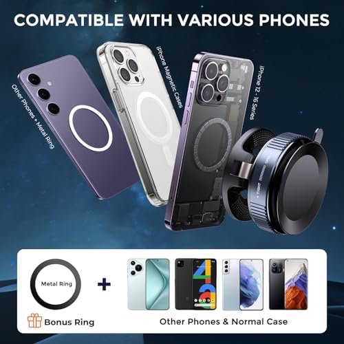 Revolutionary Vacuum Magnetic Phone Holder for Mag Safe & Universal Smartphones – Ultimate Multi-Surface Solution for Cars, Gyms, and Home Use – Reliable Suction Mount for Hands-Free Navigation and Streaming