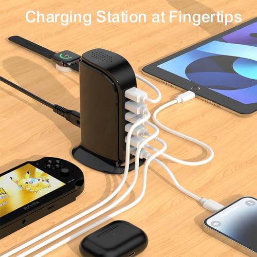 Kawaii-Inspired 6-Port USB Charging Hub: Ultimate Fast Charger for i Phones, Androids & More – Compact Multi-Device Power Station with 1 USB-C & 5 USB-A Ports for Effortless Travel & Home Connectivity, Tangle-Free Solutions for Modern Users